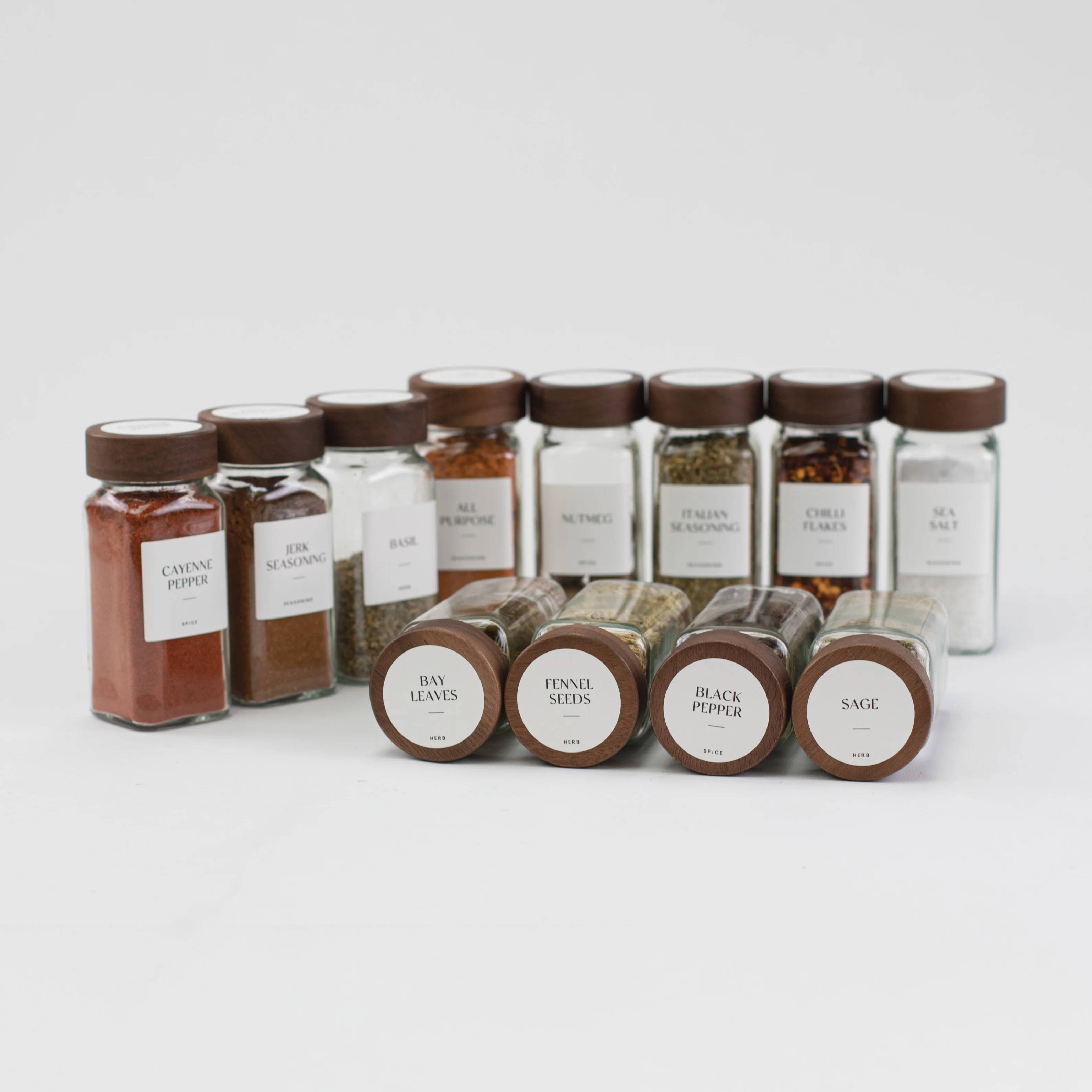 Set of 12 120ML Glass Spice Jar with Acacia Lid - Image 4