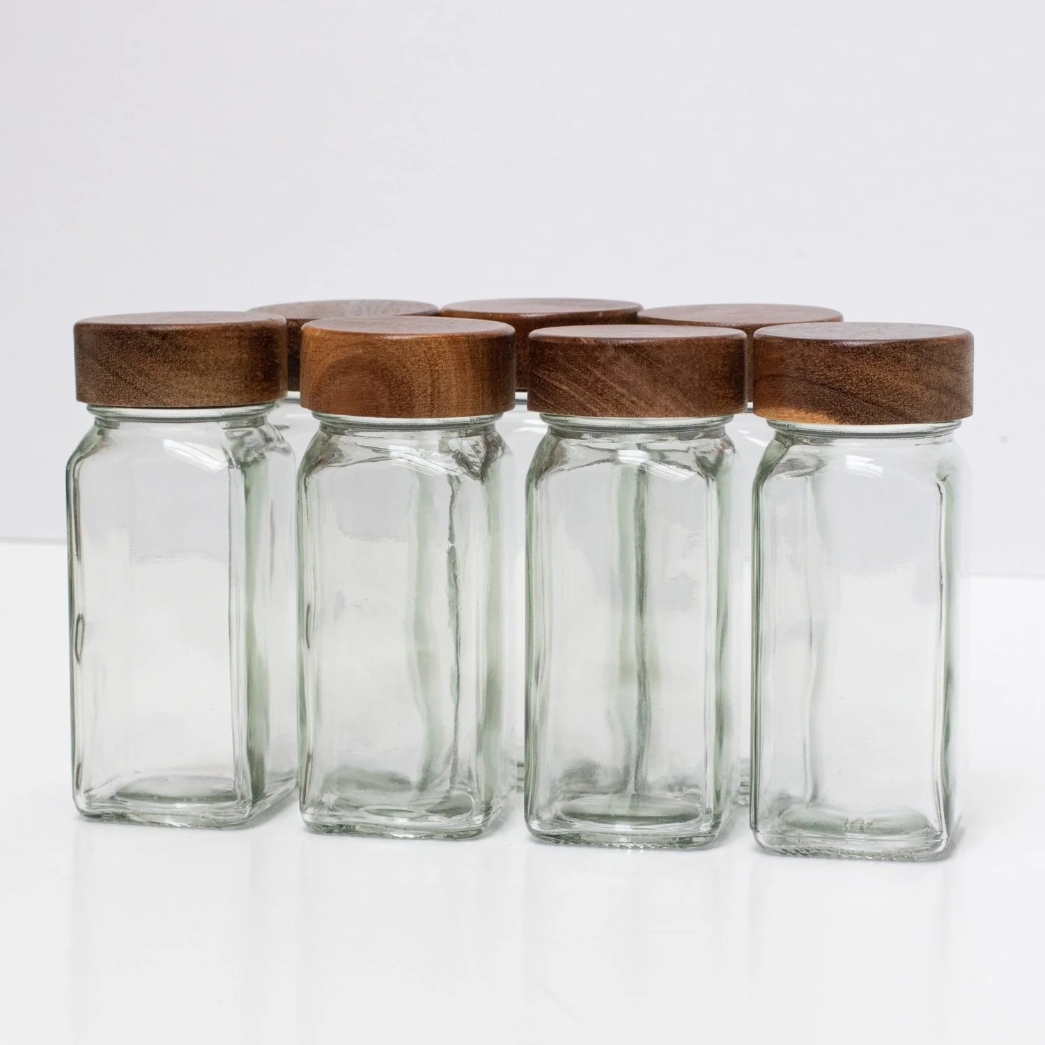Set of 12 120ML Glass Spice Jar with Acacia Lid - Image 8