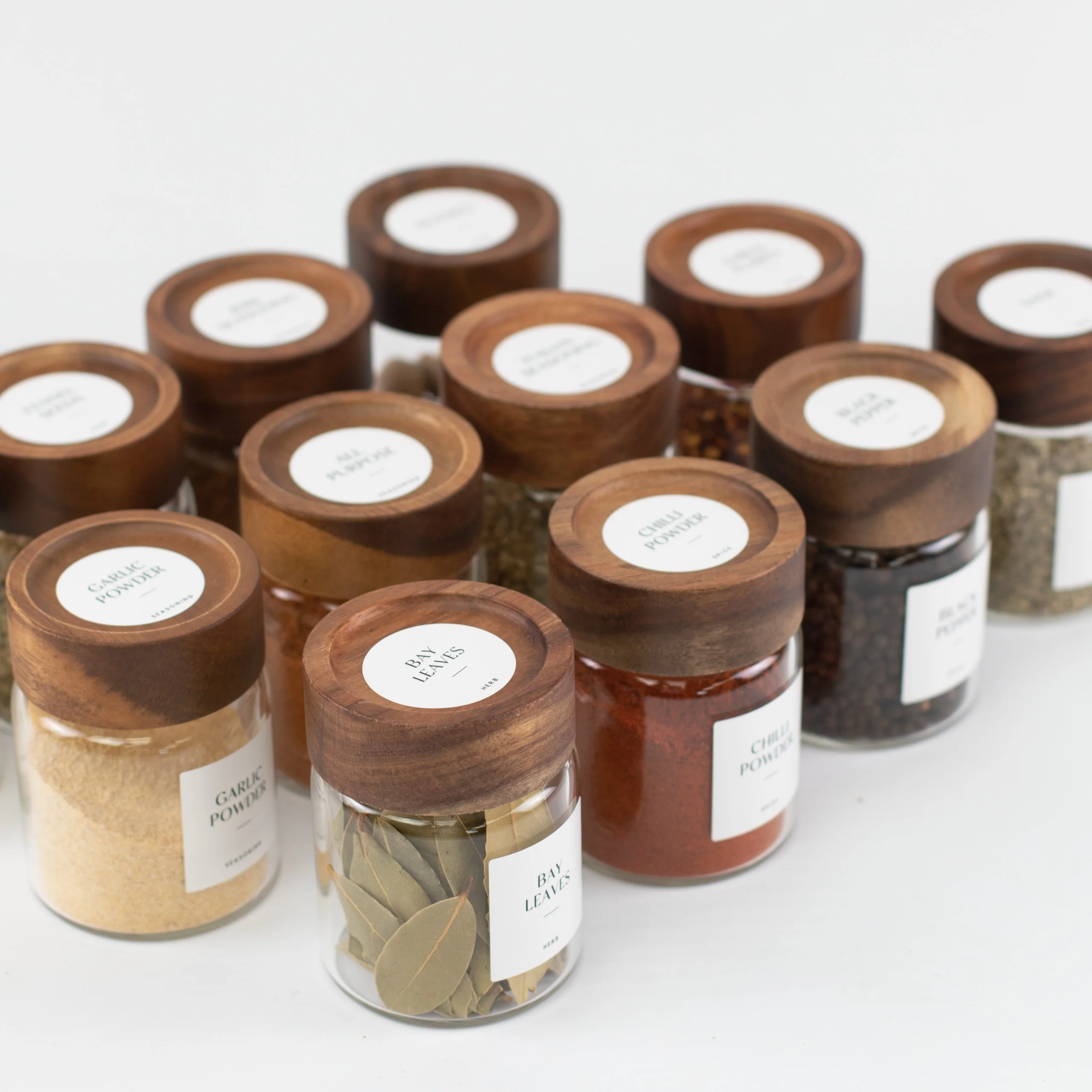 Acacia Wood Glass Spice Jar 180 ML - Image 10