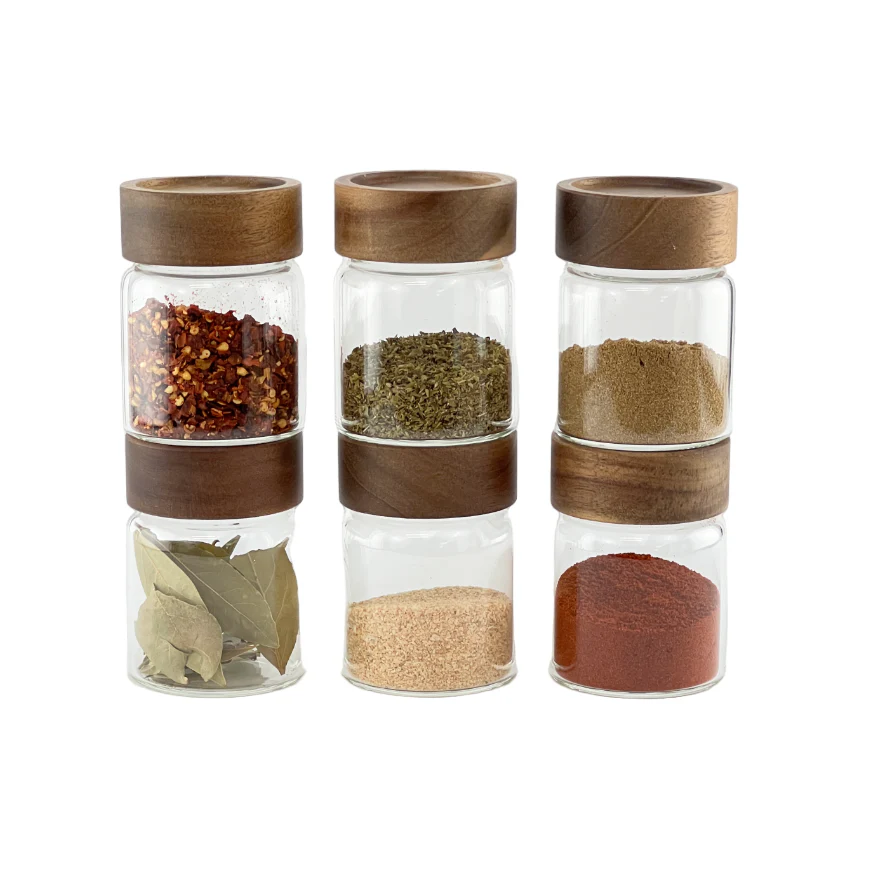 Acacia Wood Glass Spice Jar 180 ML - Image 11
