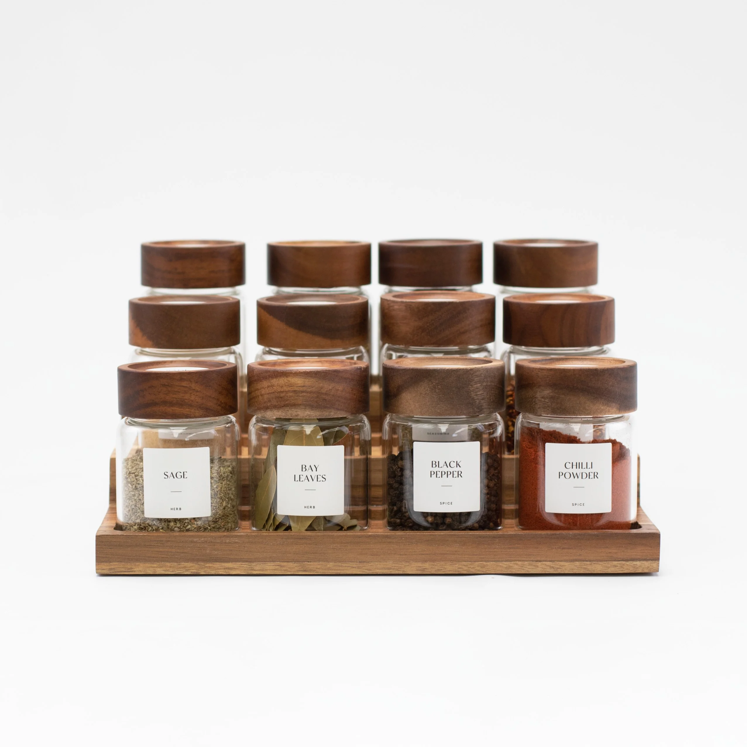 Acacia Wood Glass Spice Jar 180 ML - Image 5