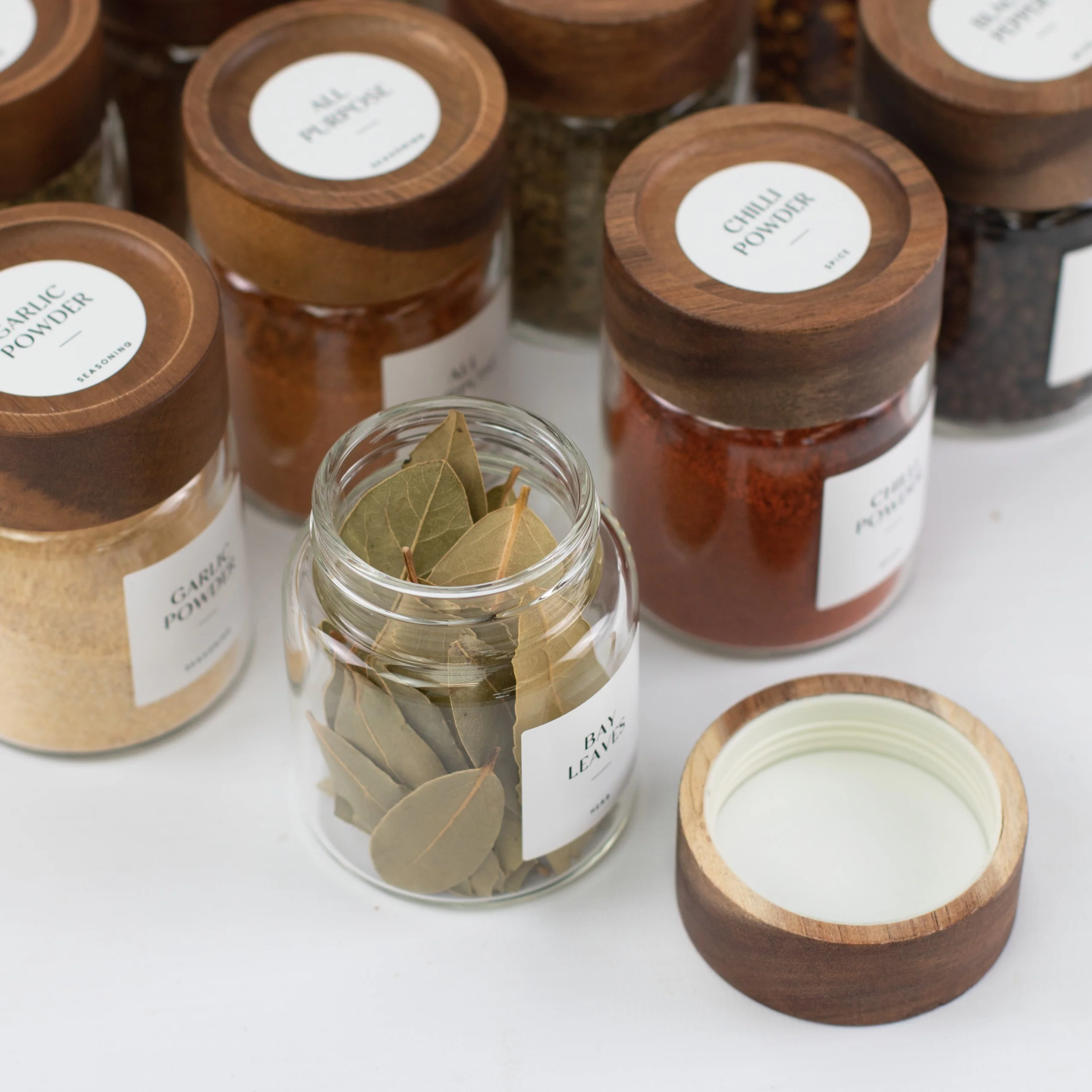 Acacia Wood Glass Spice Jar 180 ML - Image 7
