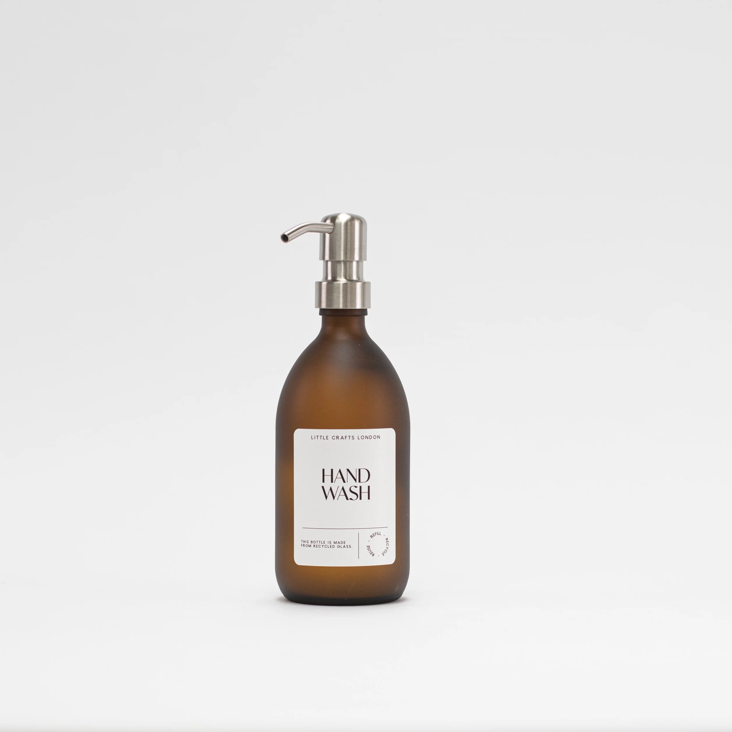 Frosted Amber 500ml Glass Bottle with Metal Pump - Image 7