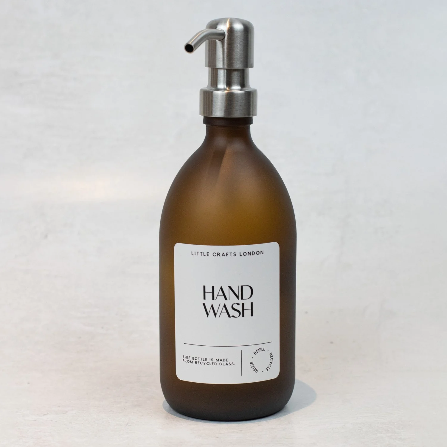 Frosted Amber 500ml Glass Bottle with Metal Pump - Image 8
