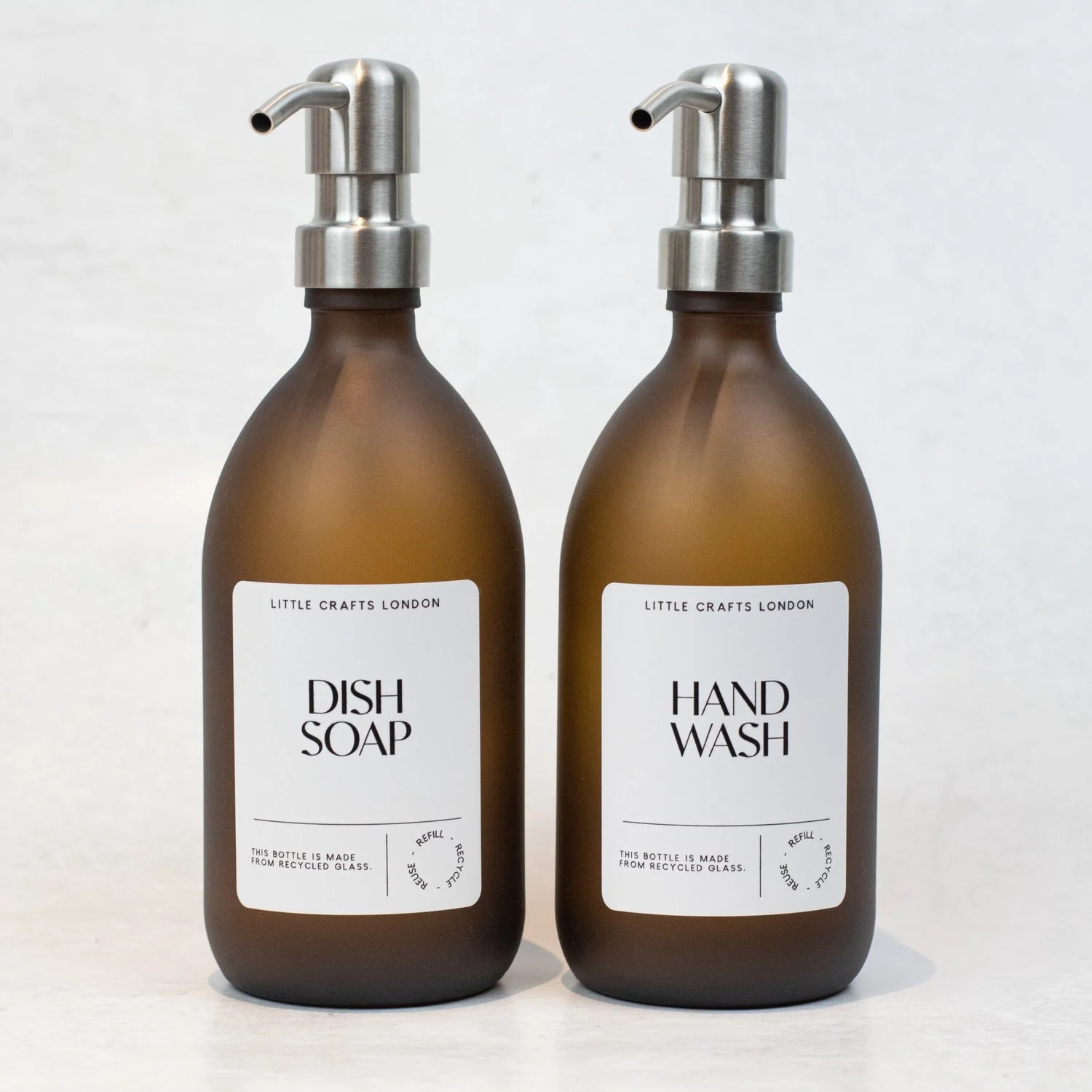 Frosted Amber 500ml Glass Bottle with Metal Pump - Image 9