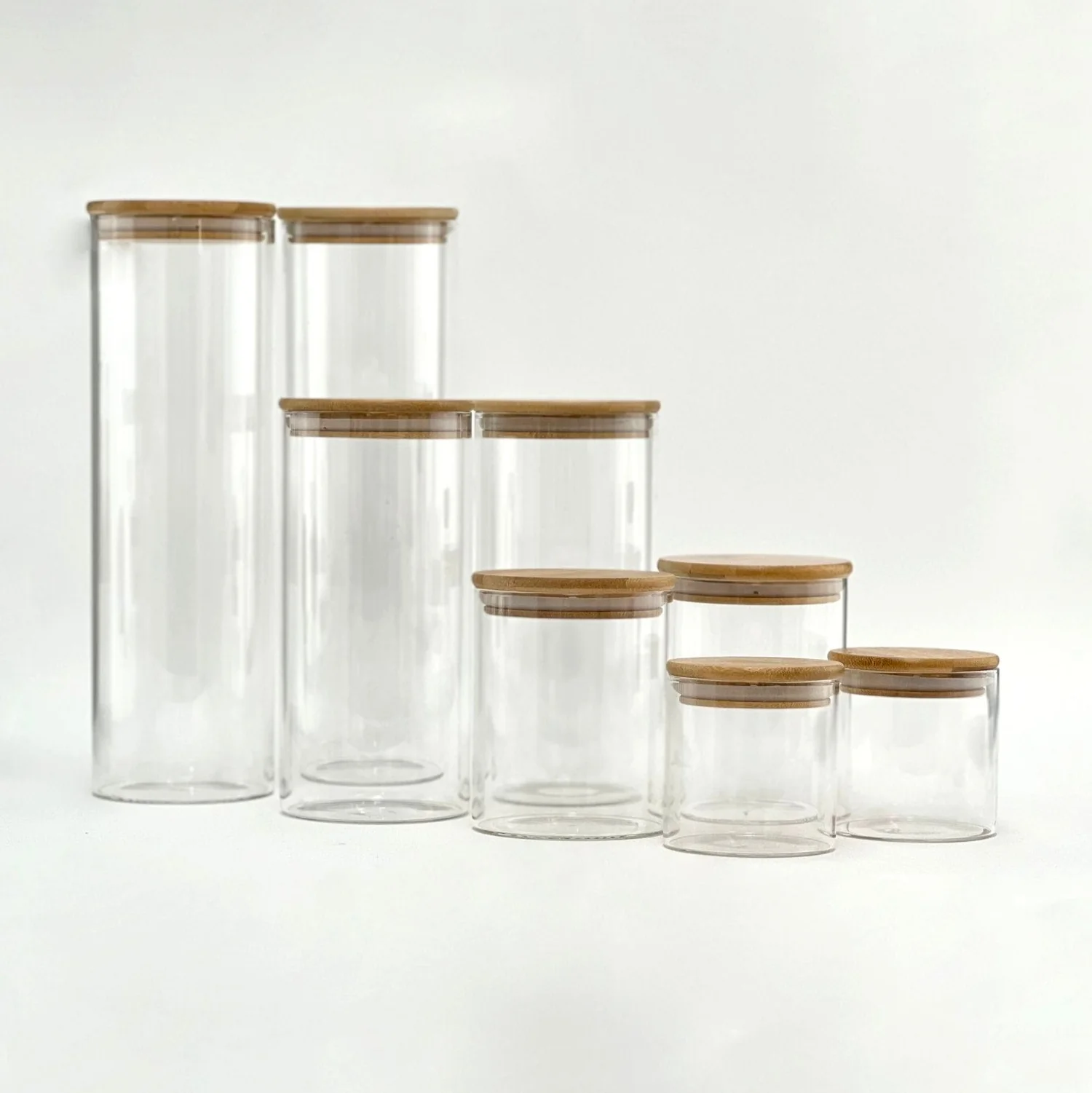 Glass Bamboo Pantry Jars (2 Jars of every size) - Image 4