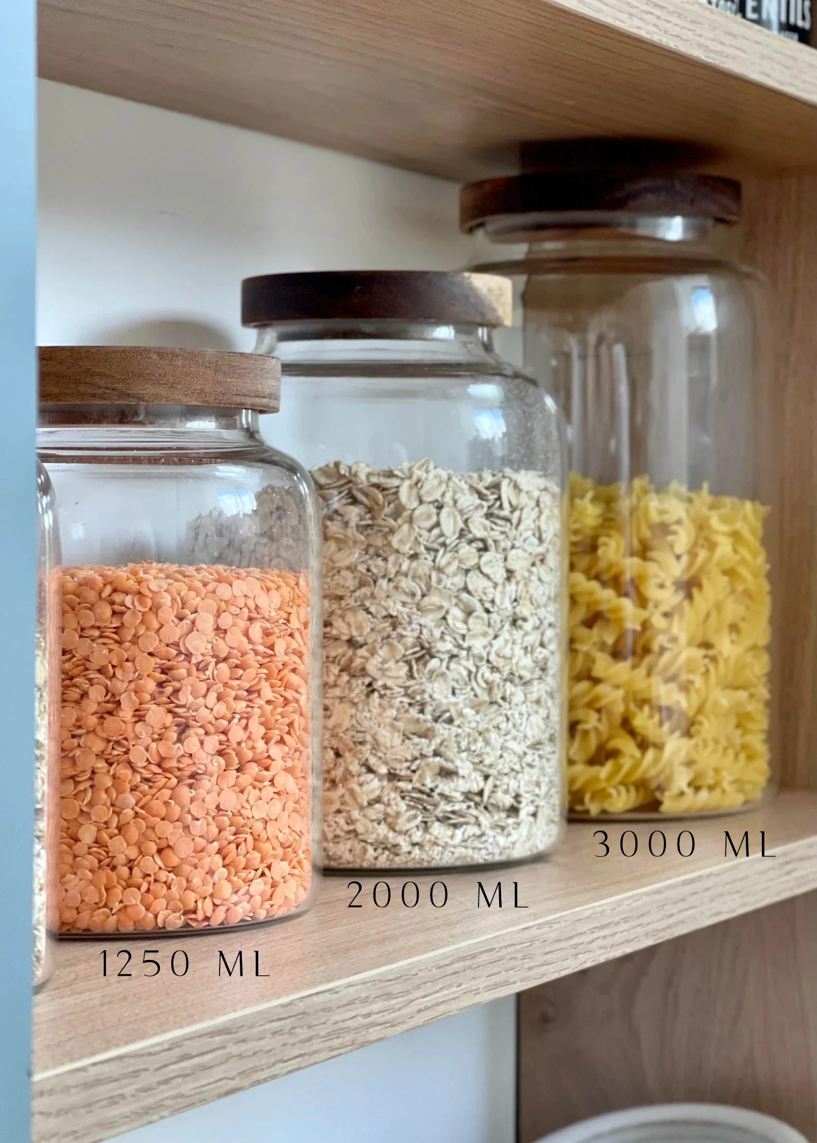 Large Glass Acacia Pantry Jars - Image 4