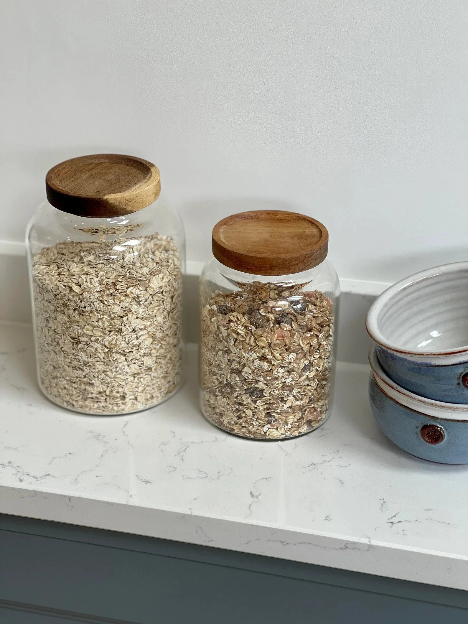 Large Glass Acacia Pantry Jars - Image 7