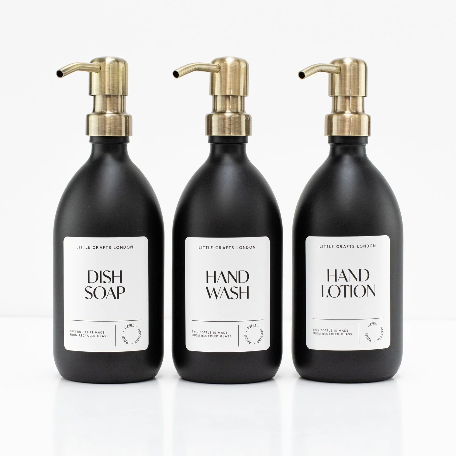 Matt Black 500ml Glass Bottle with Metal Pump - Image 10