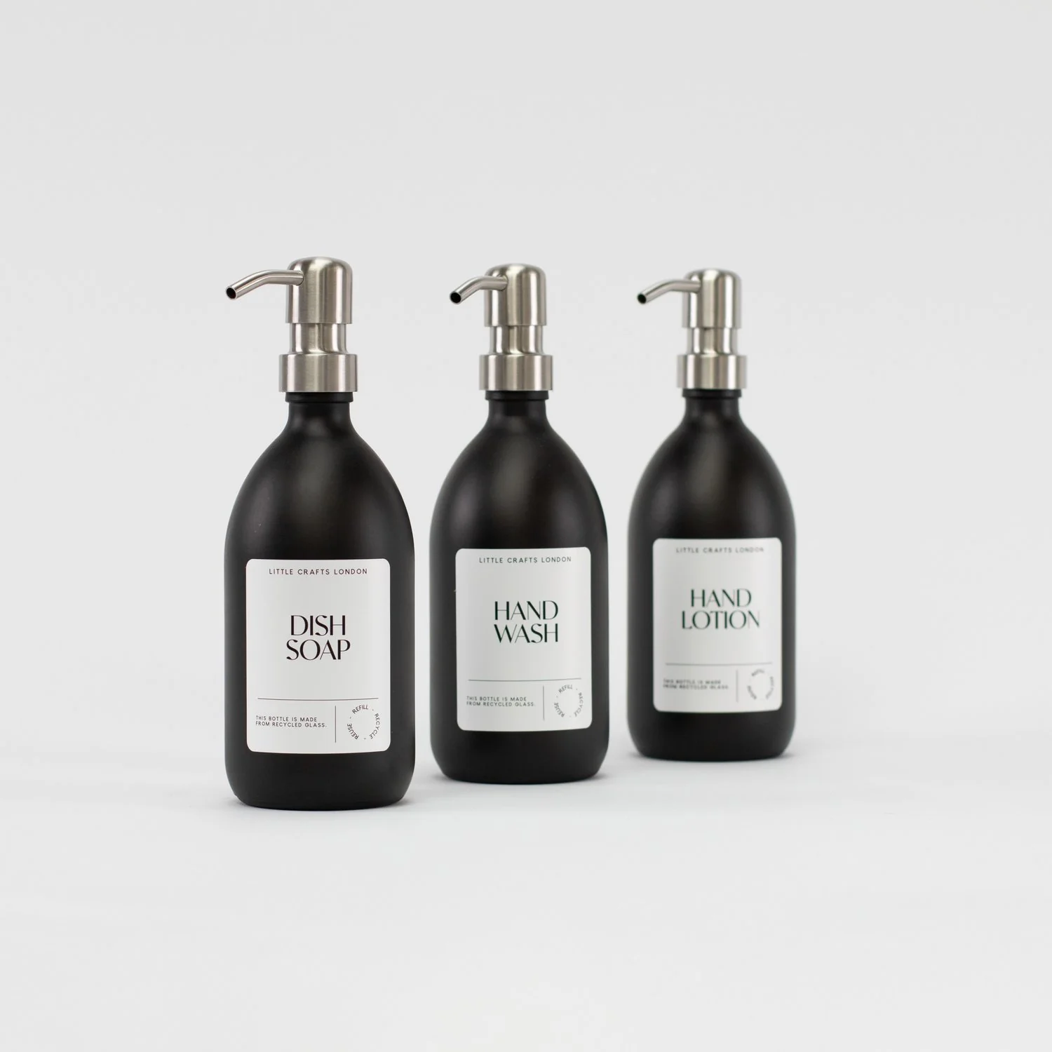 Matt Black 500ml Glass Bottle with Metal Pump - Image 5