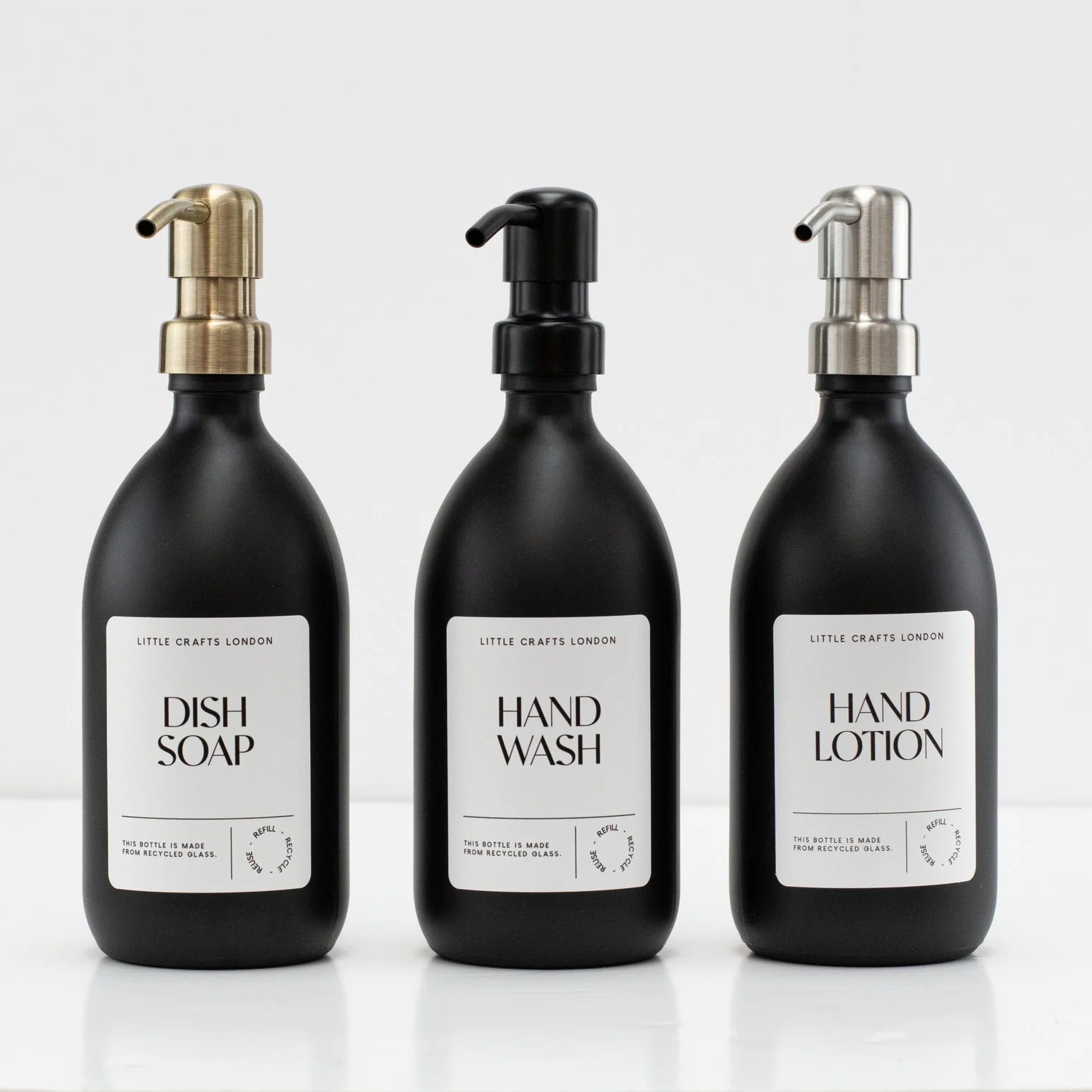 Matt Black 500ml Glass Bottle with Metal Pump - Image 6