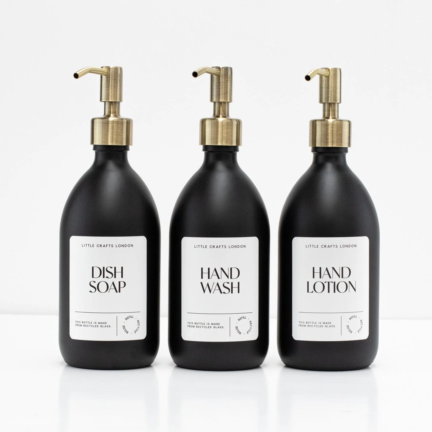 Matt Black 500ml Glass Bottle with Metal Pump - Image 9