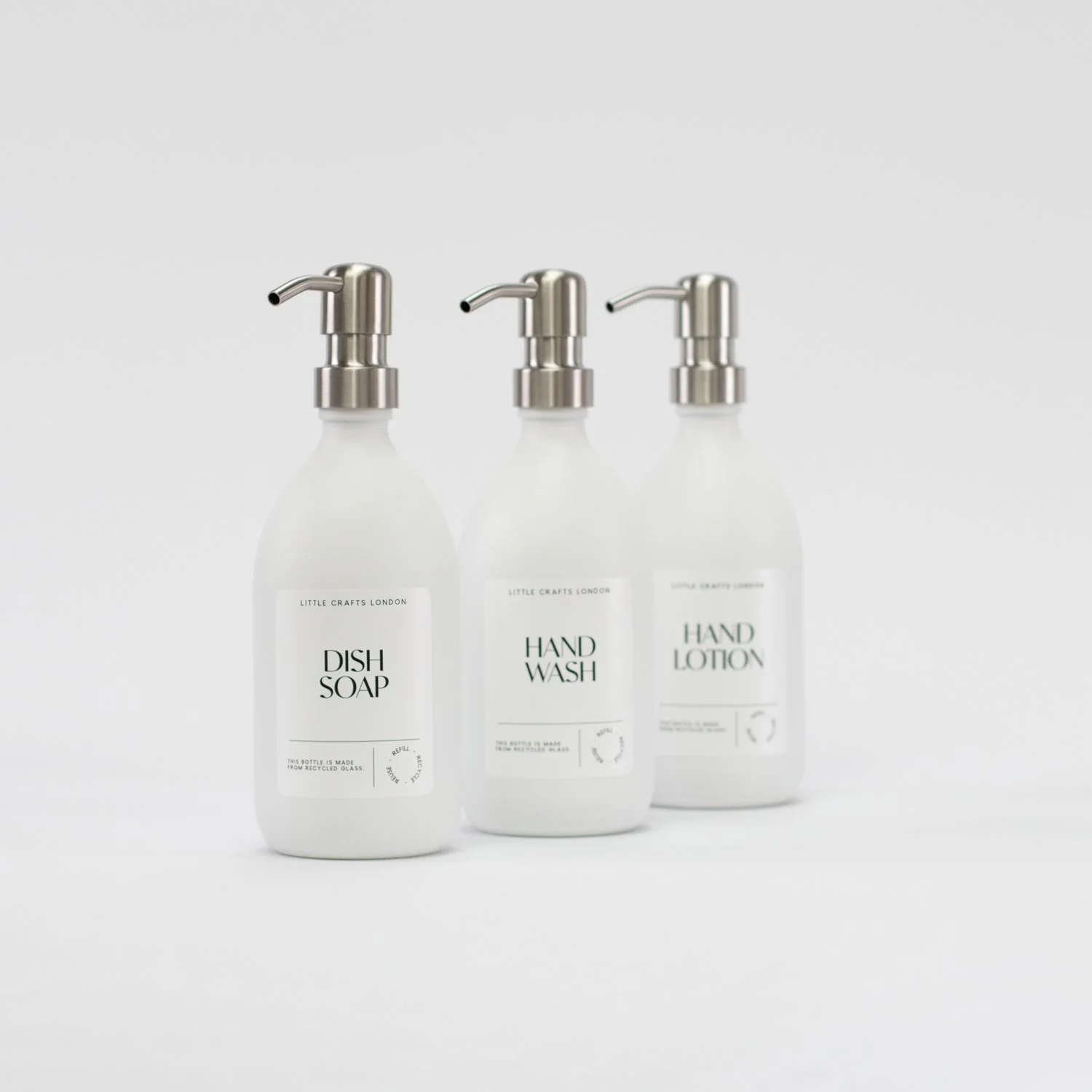 Milky White 500ml Glass Bottle with Metal Pump - Image 6