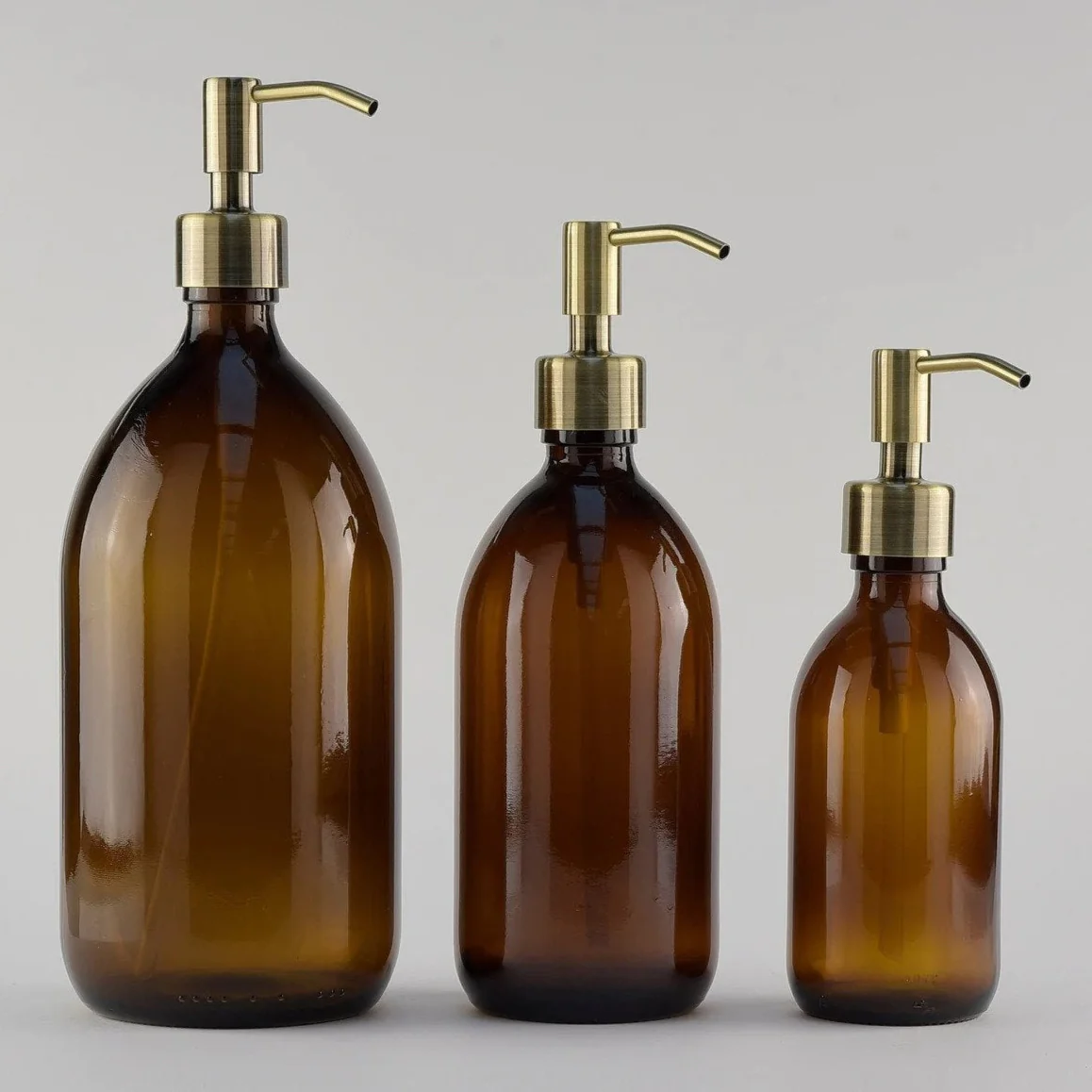 Amber Glass Bottle with Metal Pump