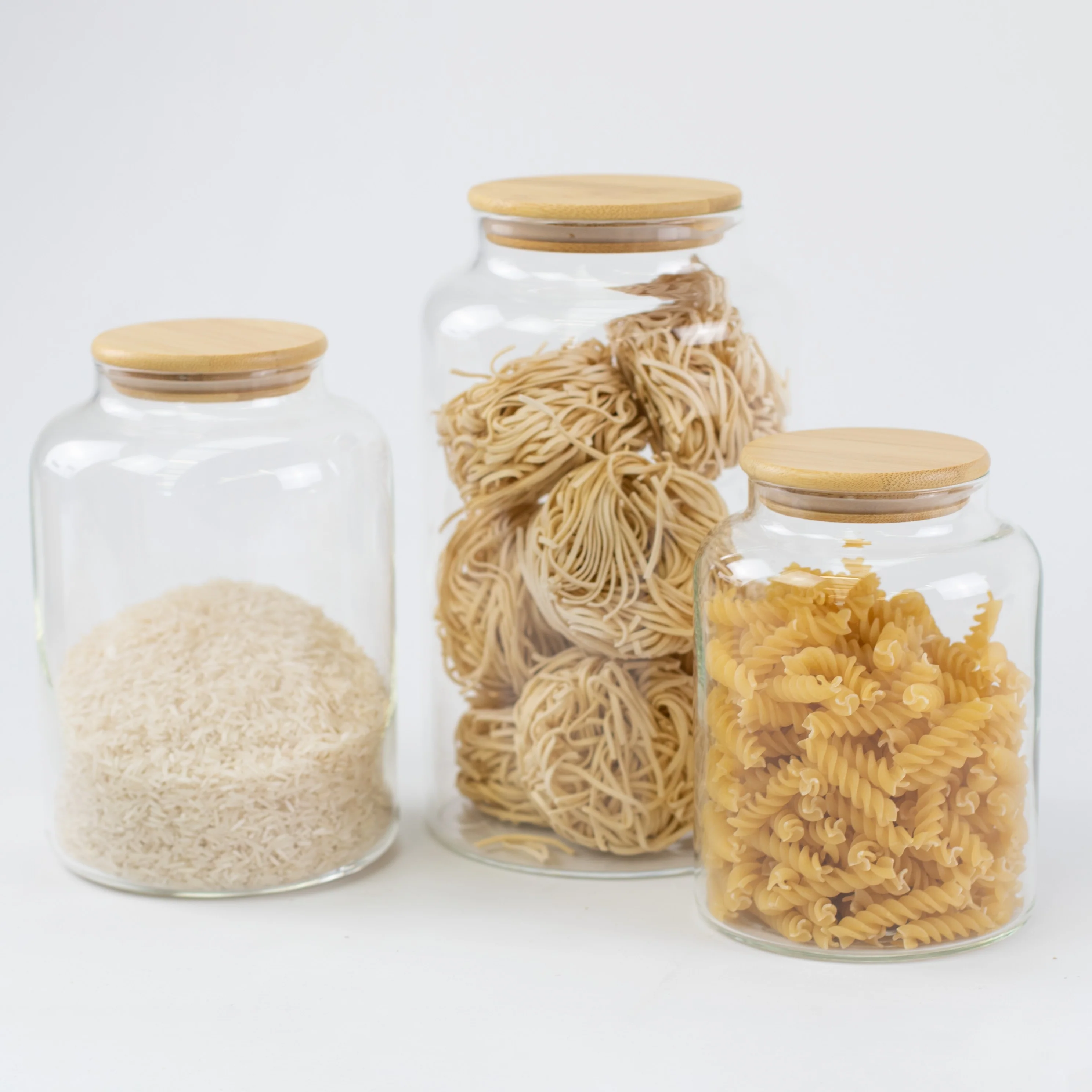 Large Glass Bamboo Pantry Jars - Image 2