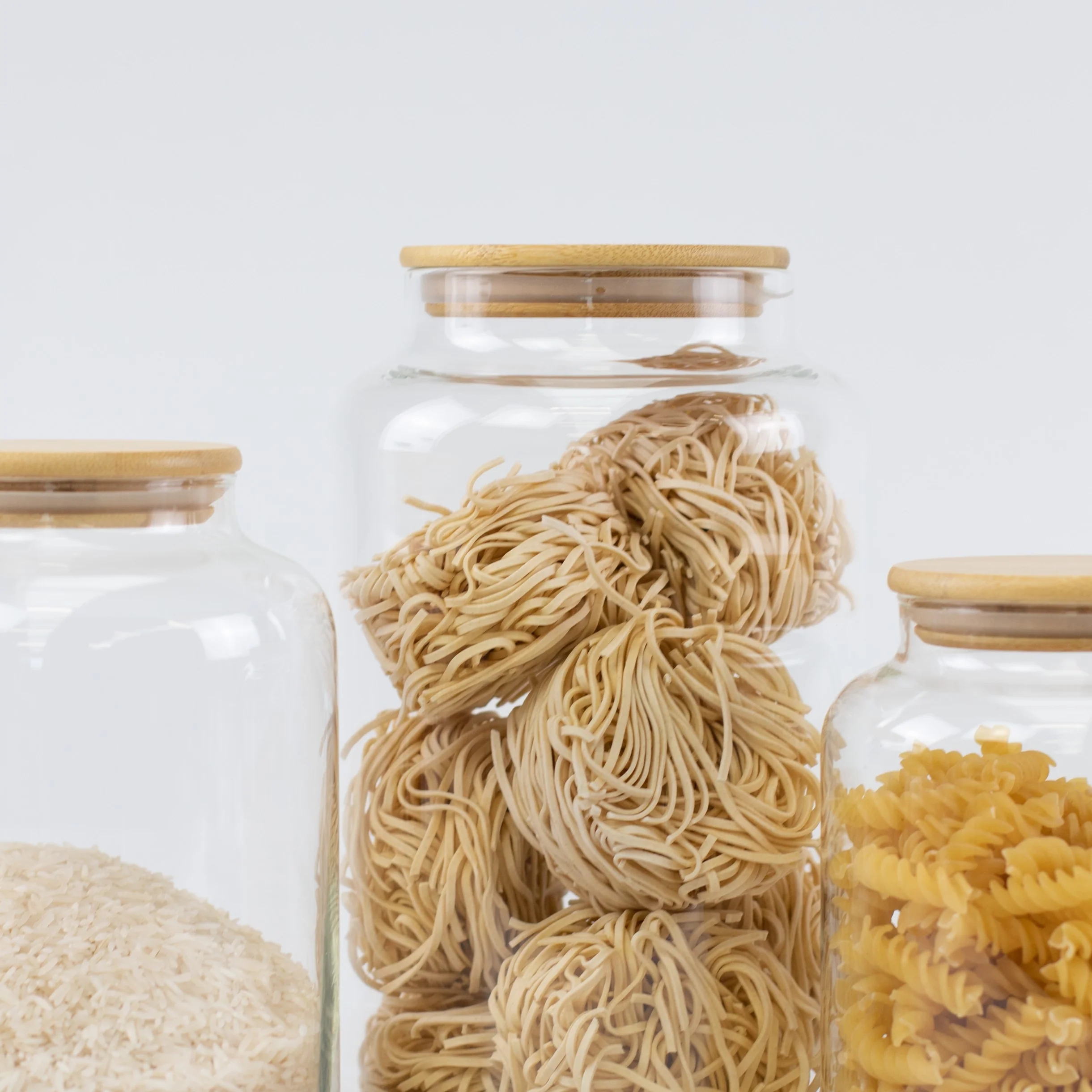 Large Glass Bamboo Pantry Jars - Image 3