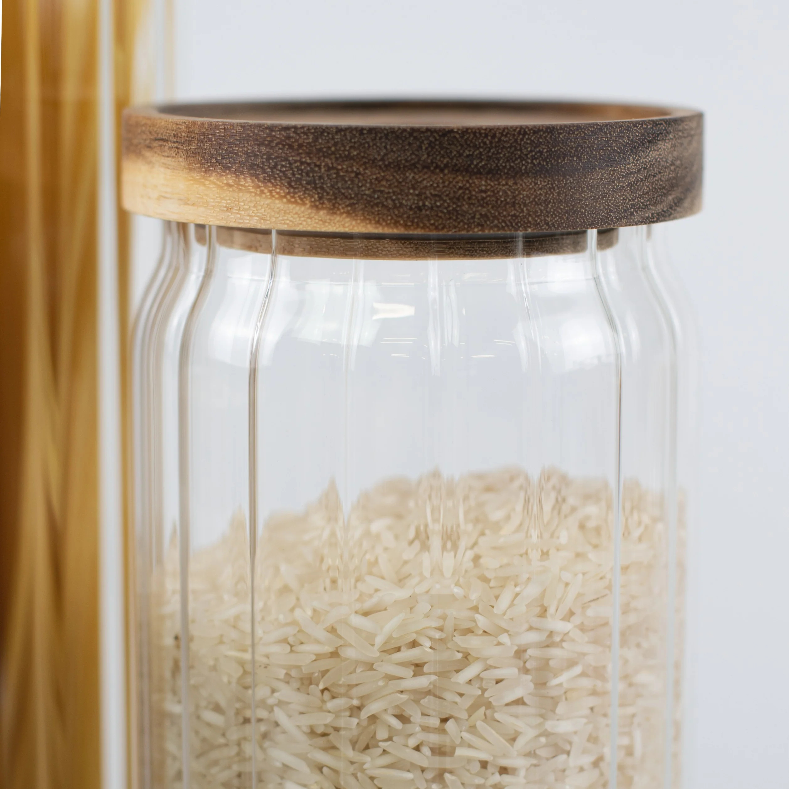 Ribbed Acacia Glass Pantry Jars - Image 3