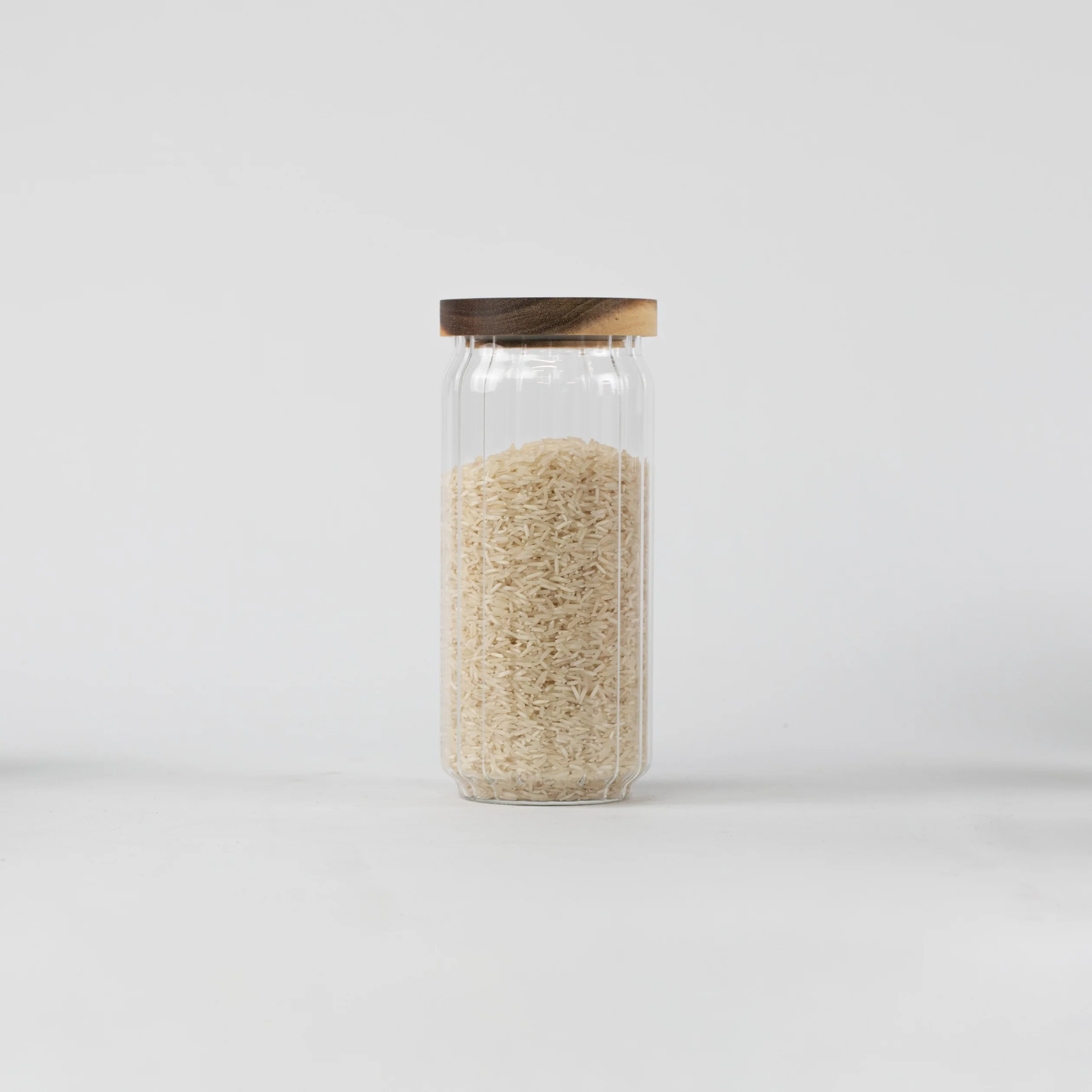 Ribbed Acacia Glass Pantry Jars - Image 5