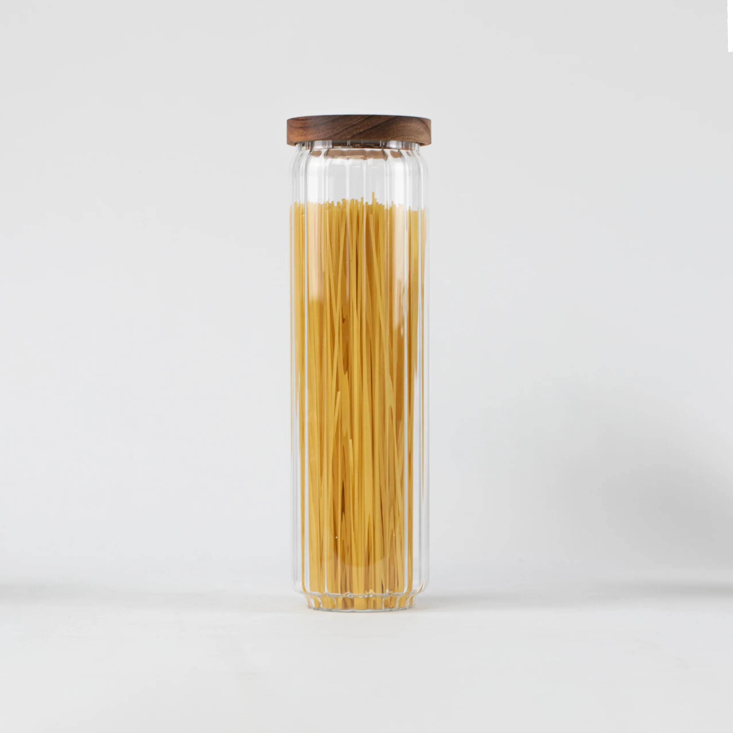 Ribbed Acacia Glass Pantry Jars - Image 8