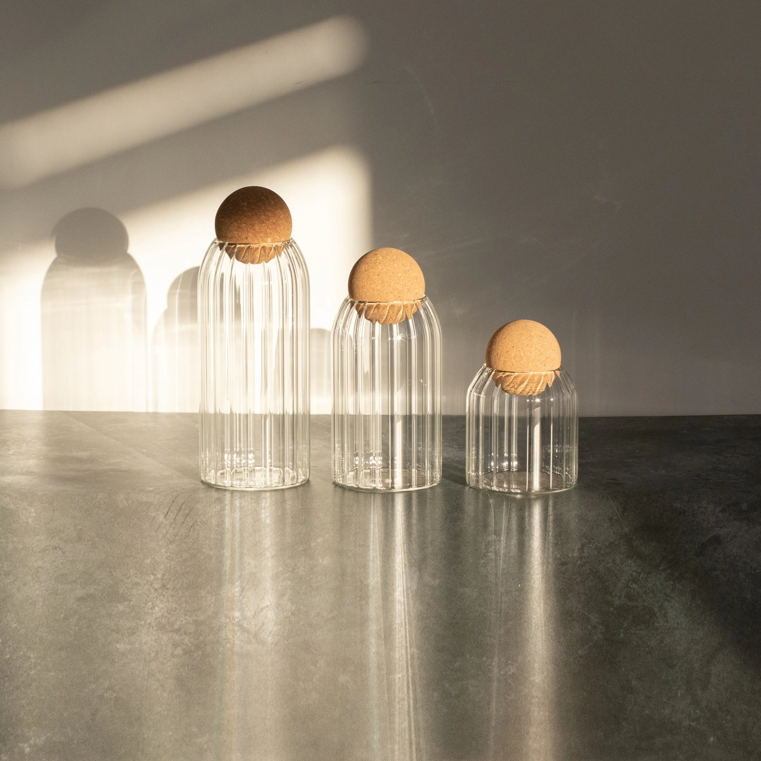 Ribbed Glass Cork Ball Jar (Multiple Sizes) - Image 3