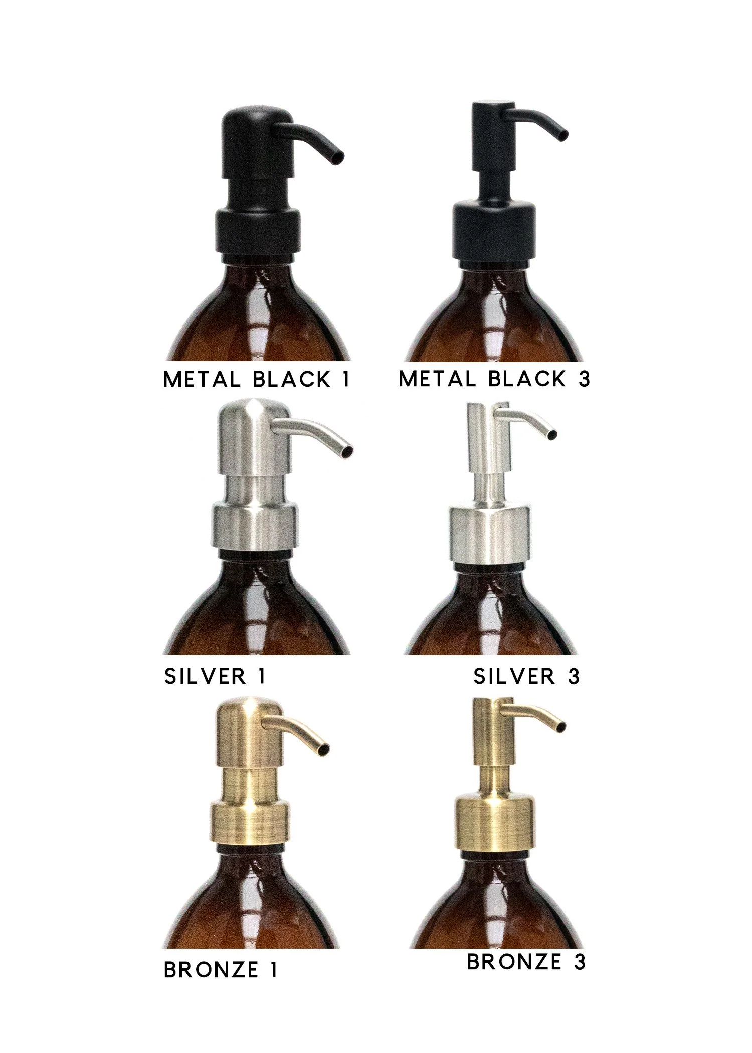 Set of 2 Amber Glass Bottle 500 ML with Metal Pump & Oval Tray (Black Label) - Image 2