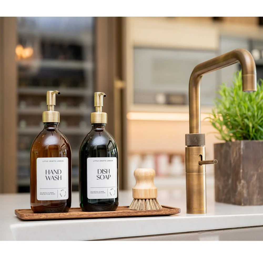 Set of 2 Amber Glass Bottles 500 ML Long tray & Dish Brush - Image 8