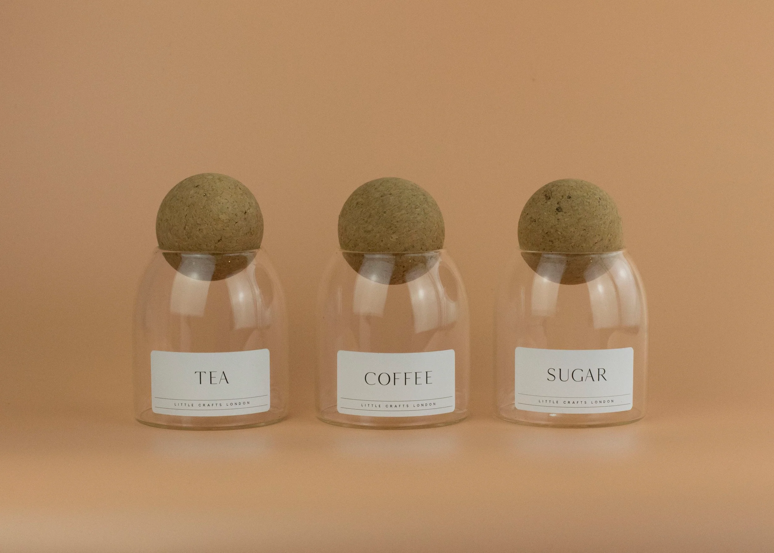 Set of 3 Cork Ball Glass Jars - Tea, Coffee and Sugar 500ml - Image 11
