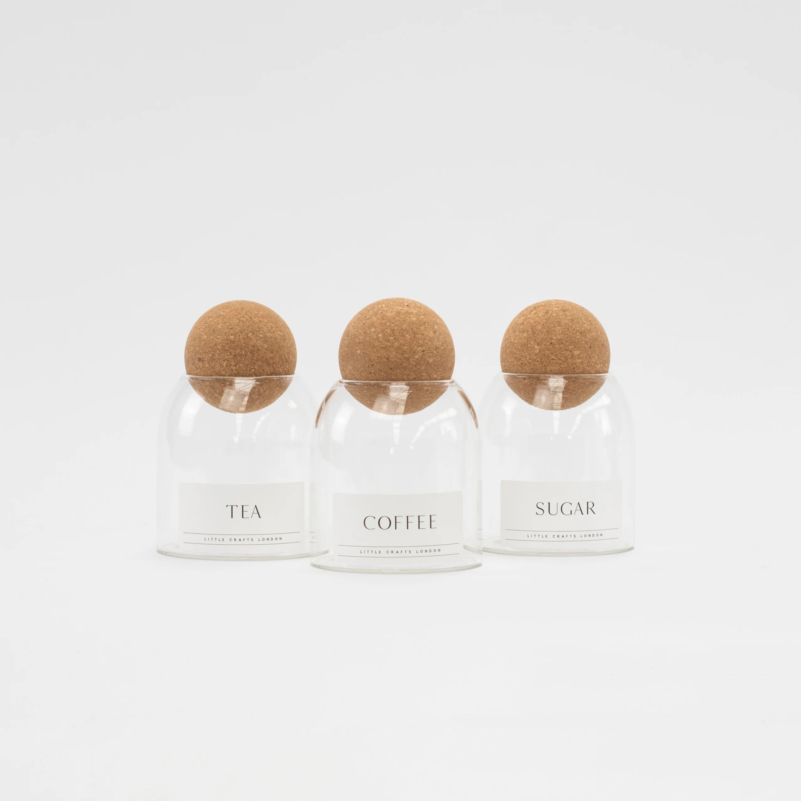 Set of 3 Cork Ball Glass Jars - Tea, Coffee and Sugar 500ml - Image 6