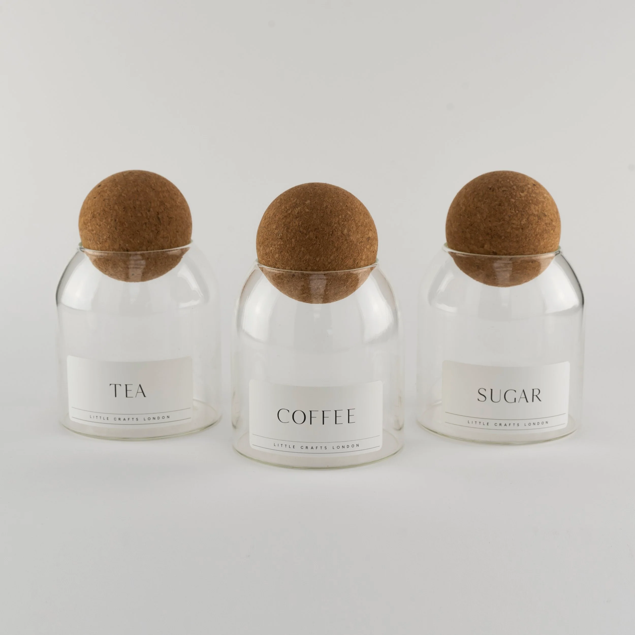 Set of 3 Cork Ball Glass Jars - Tea, Coffee and Sugar 500ml - Image 9