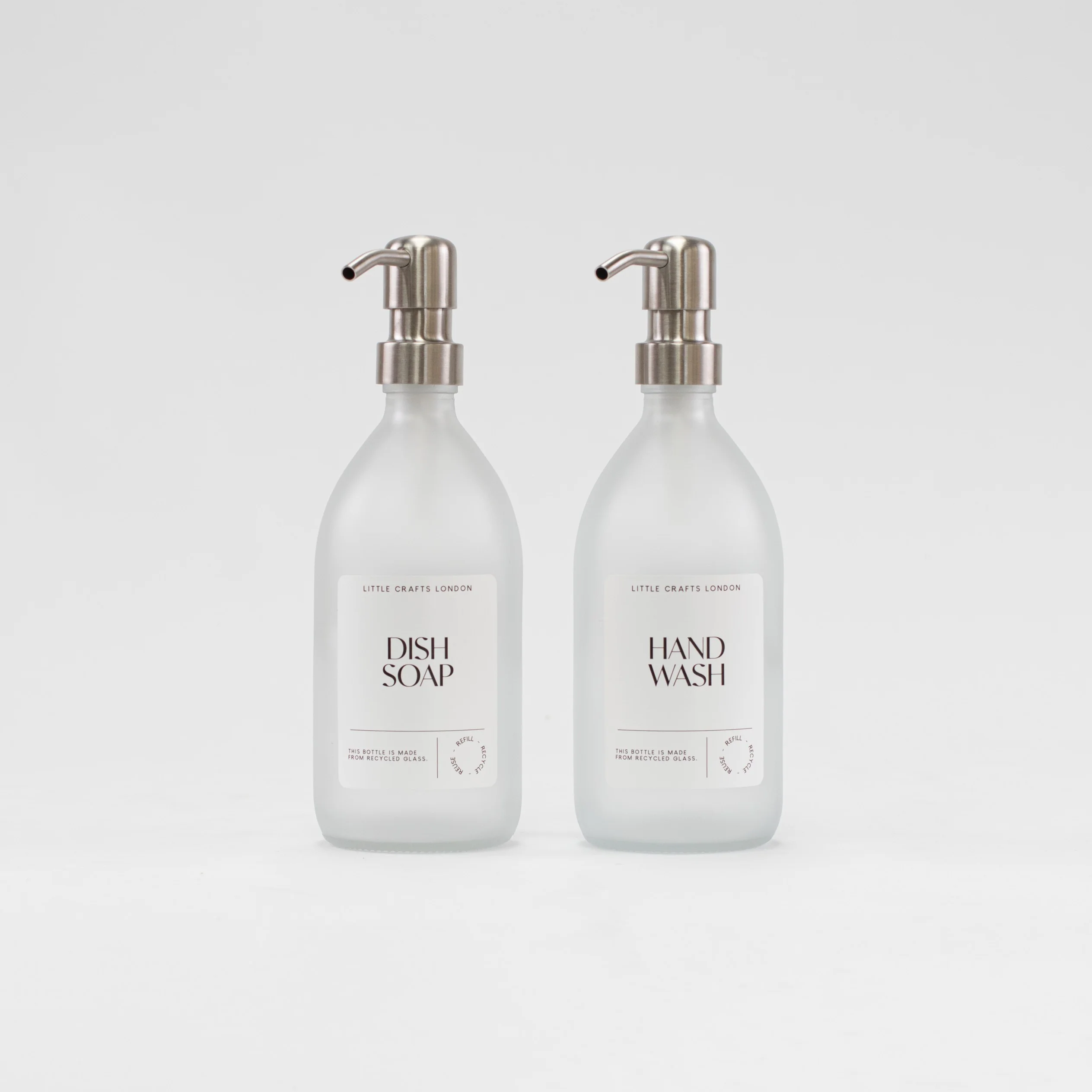 Set of 3 Frosted Clear Glass Bottle 500 ML and Long Tray - Image 3