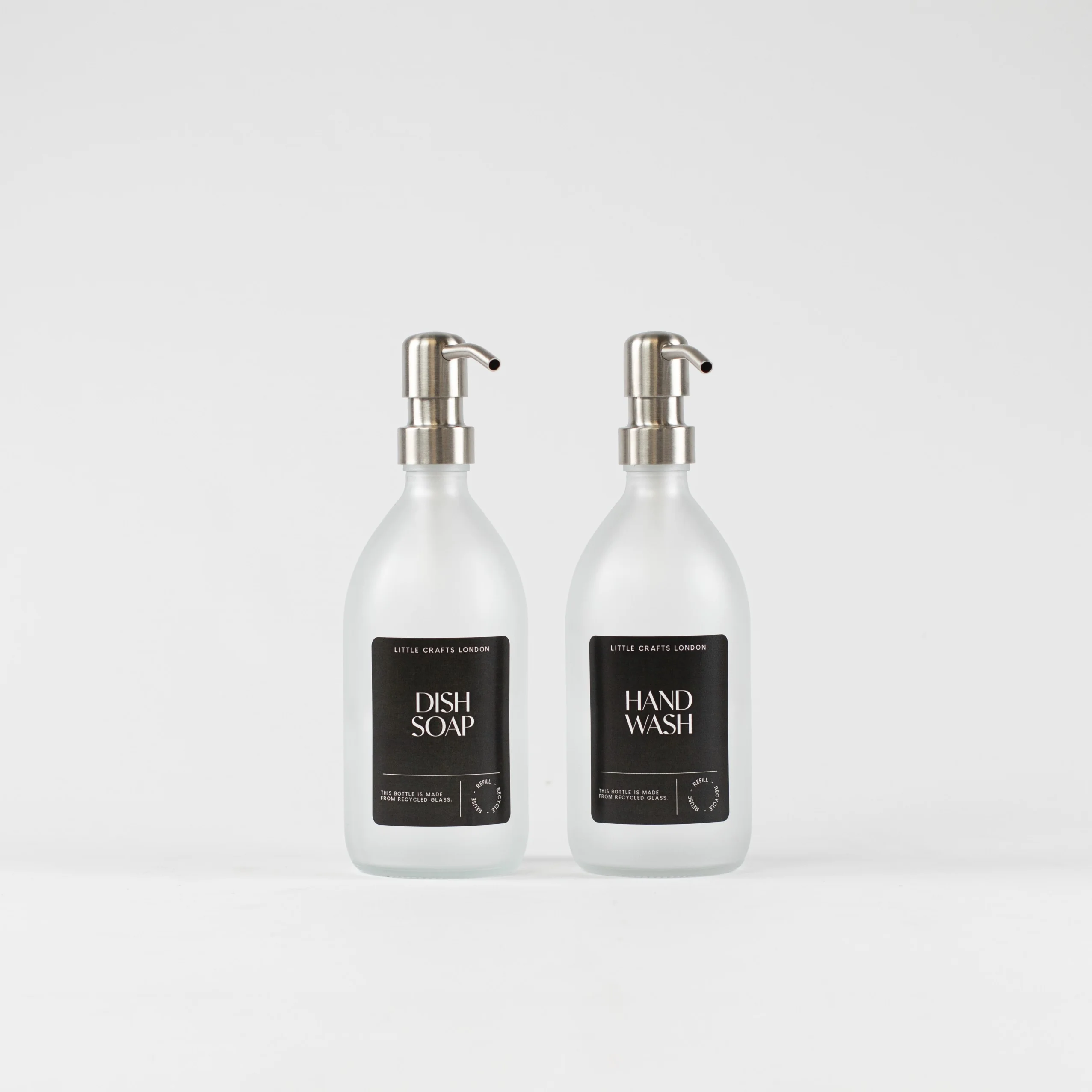 Set of 3 Frosted Clear Glass Bottle 500 ML and Long Tray (Black Label) - Image 3