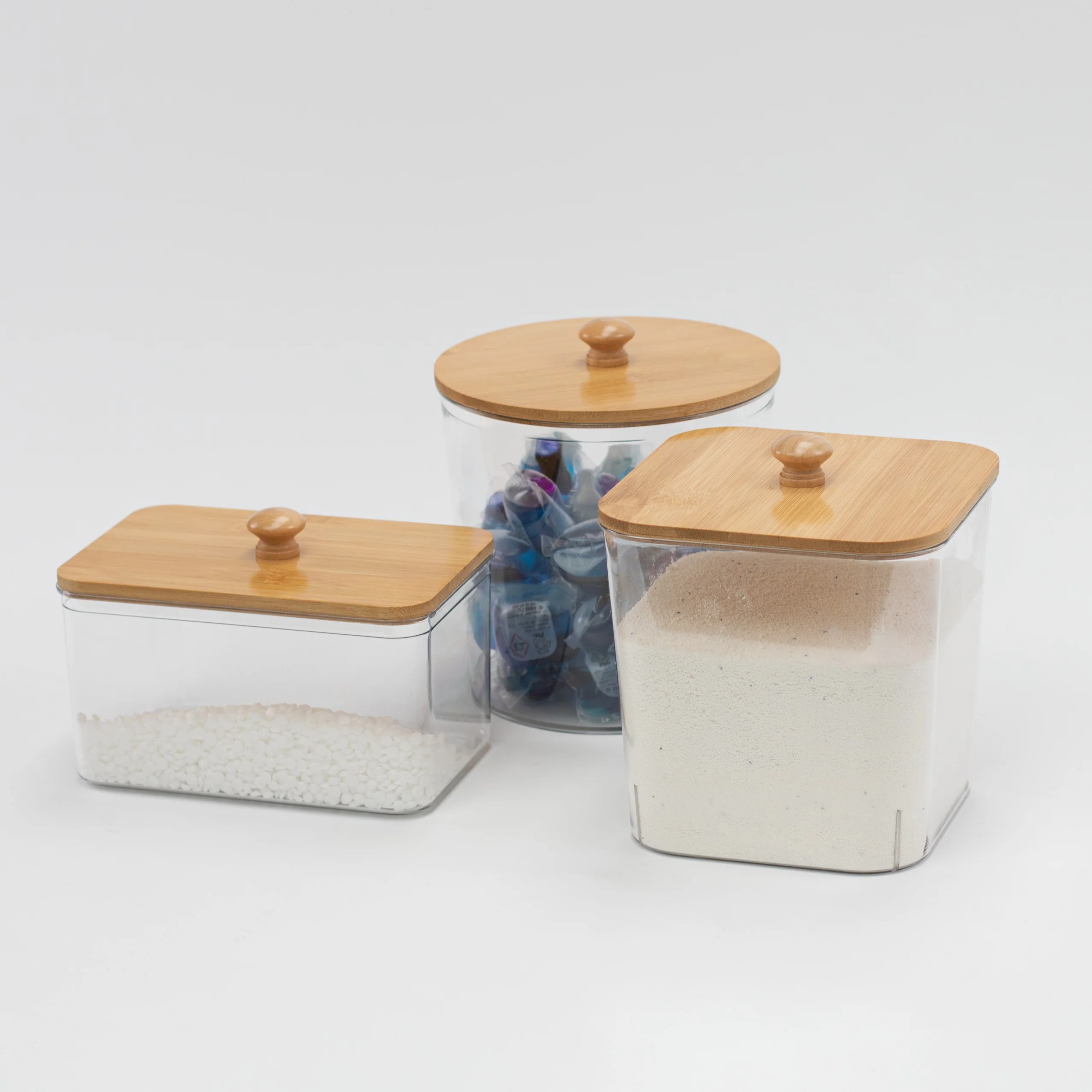 Set of 3 Plastic Laundry Set with Bamboo Lid - Image 6