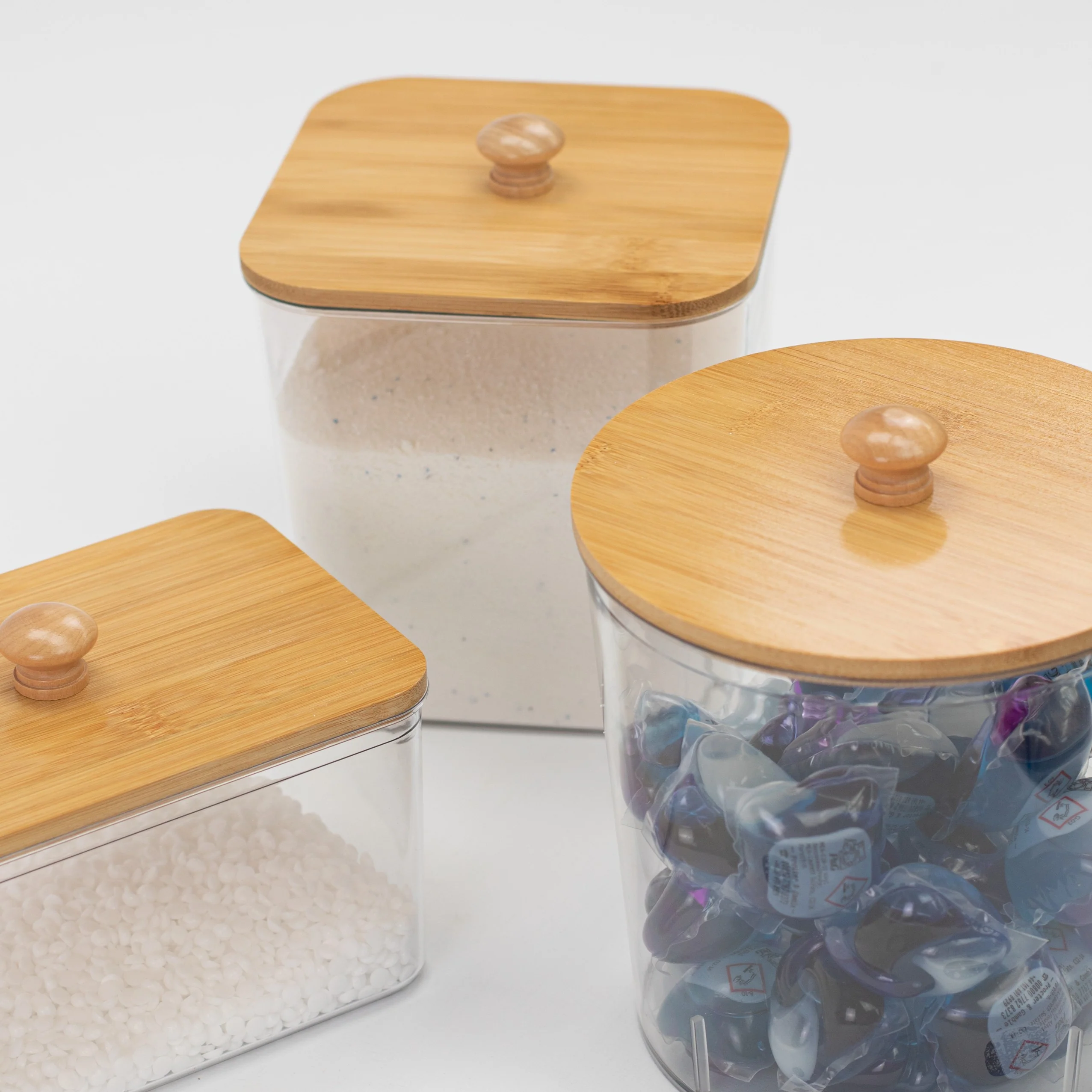 Set of 3 Plastic Laundry Set with Bamboo Lid - Image 7
