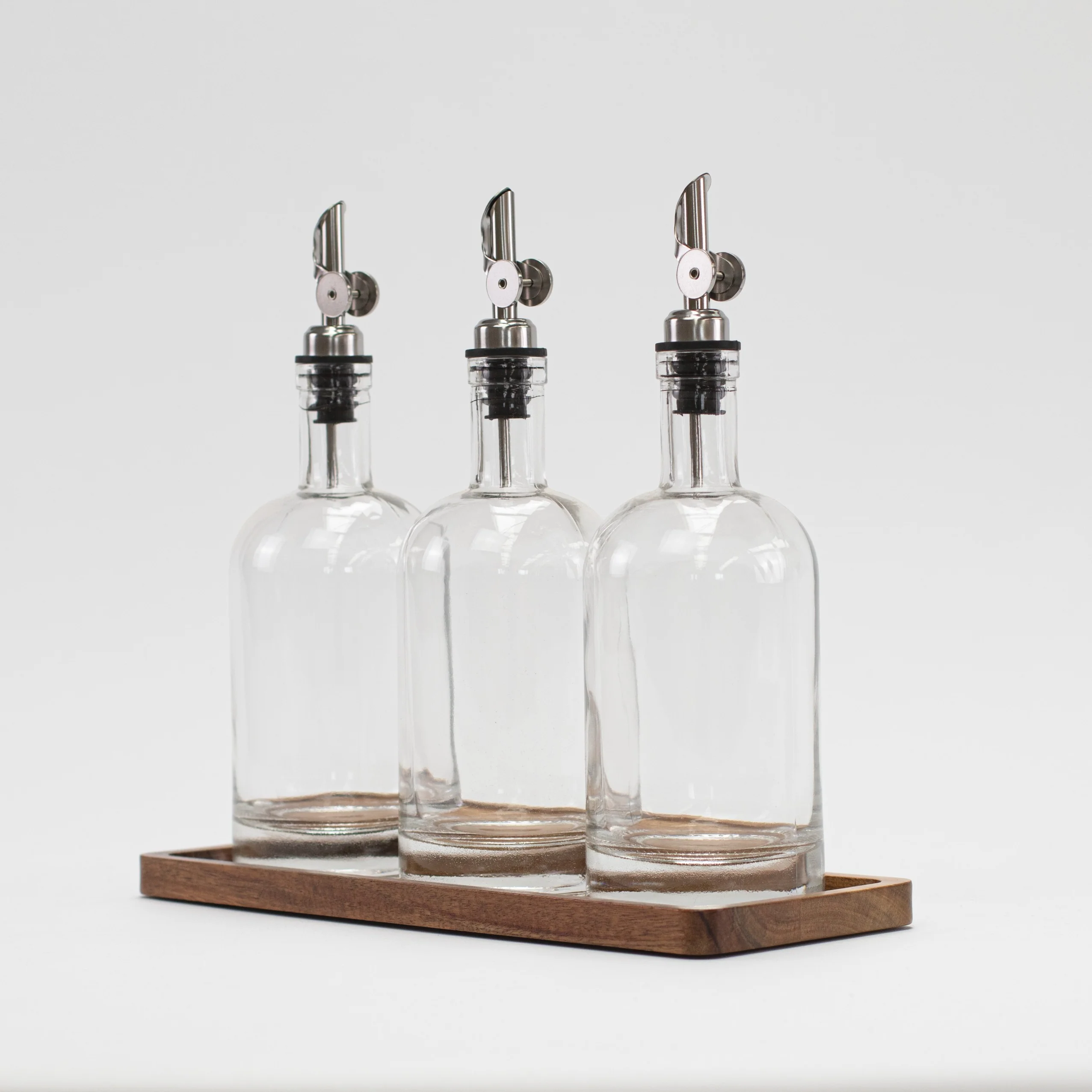 Set of 3 Round Glass Oil Bottle 500 ML & Rectangle Tray - Image 5