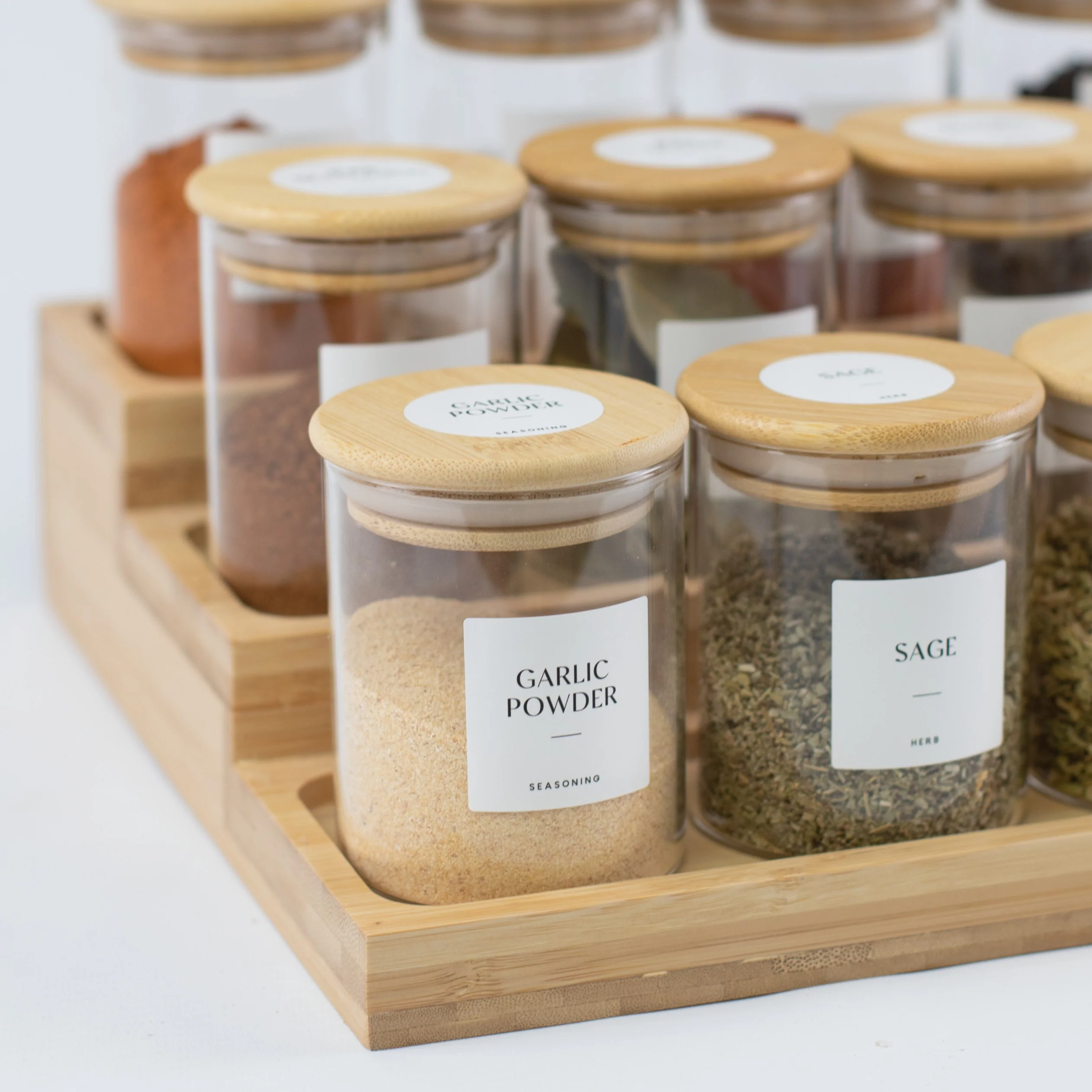 Glass Spice Jar with Bamboo Lid 200ml Small - Image 3
