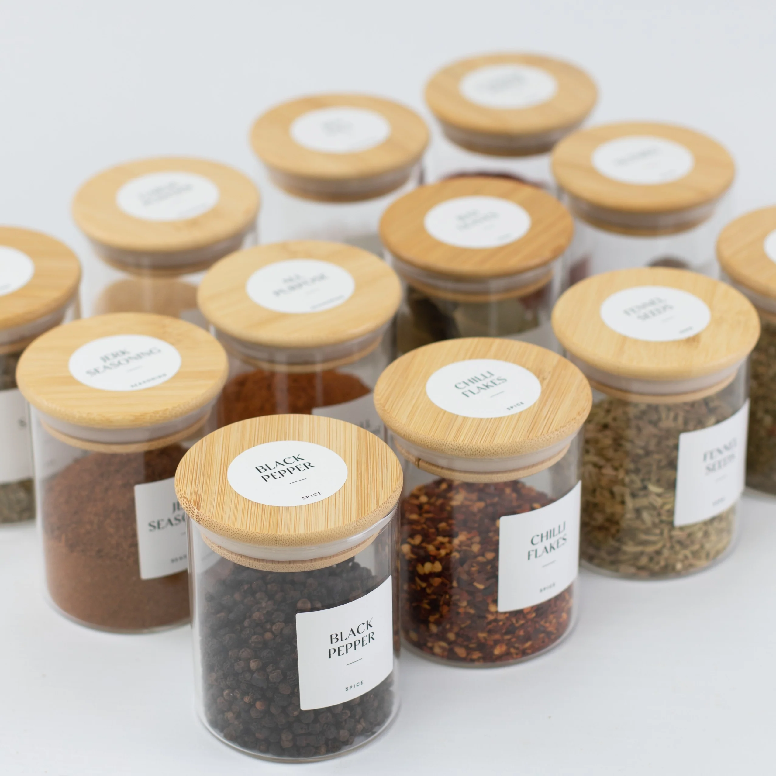 Glass Spice Jar with Bamboo Lid 200ml Small - Image 5
