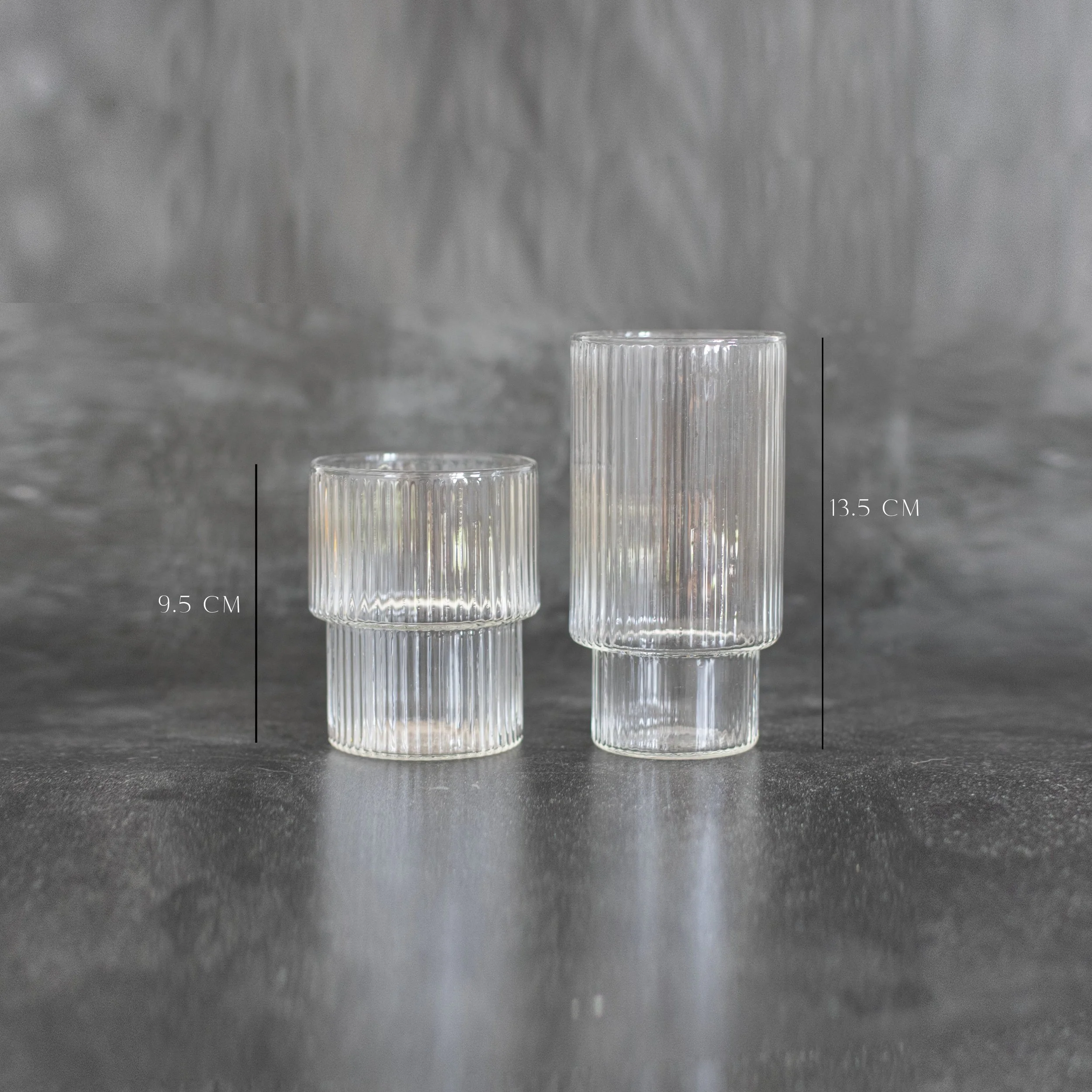(Imperfect) Tiered Ribbed Glass Cup (Choice of sizes) - Image 8